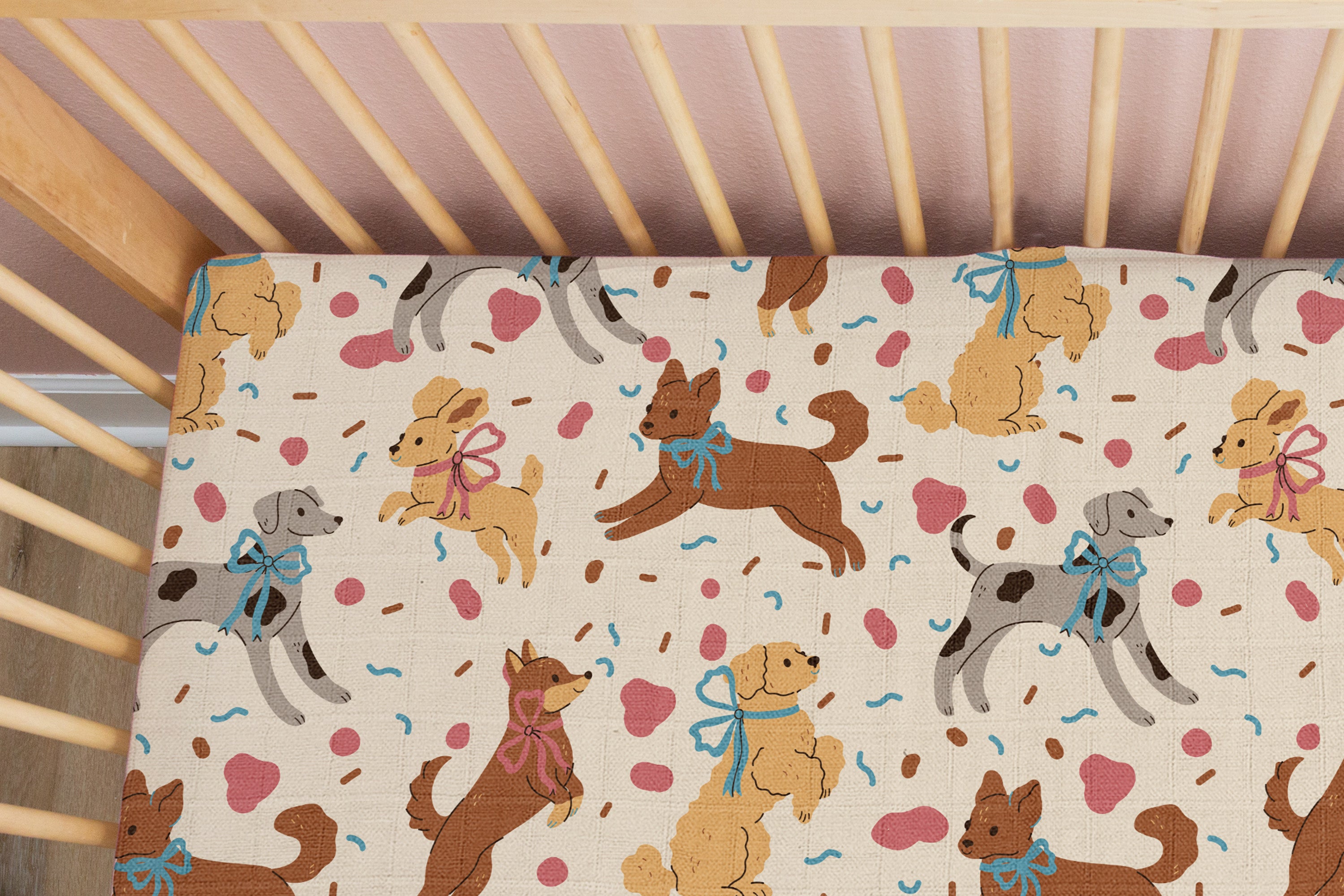 Puppy Party | 100% Organic Cotton Muslin Baby Bedding