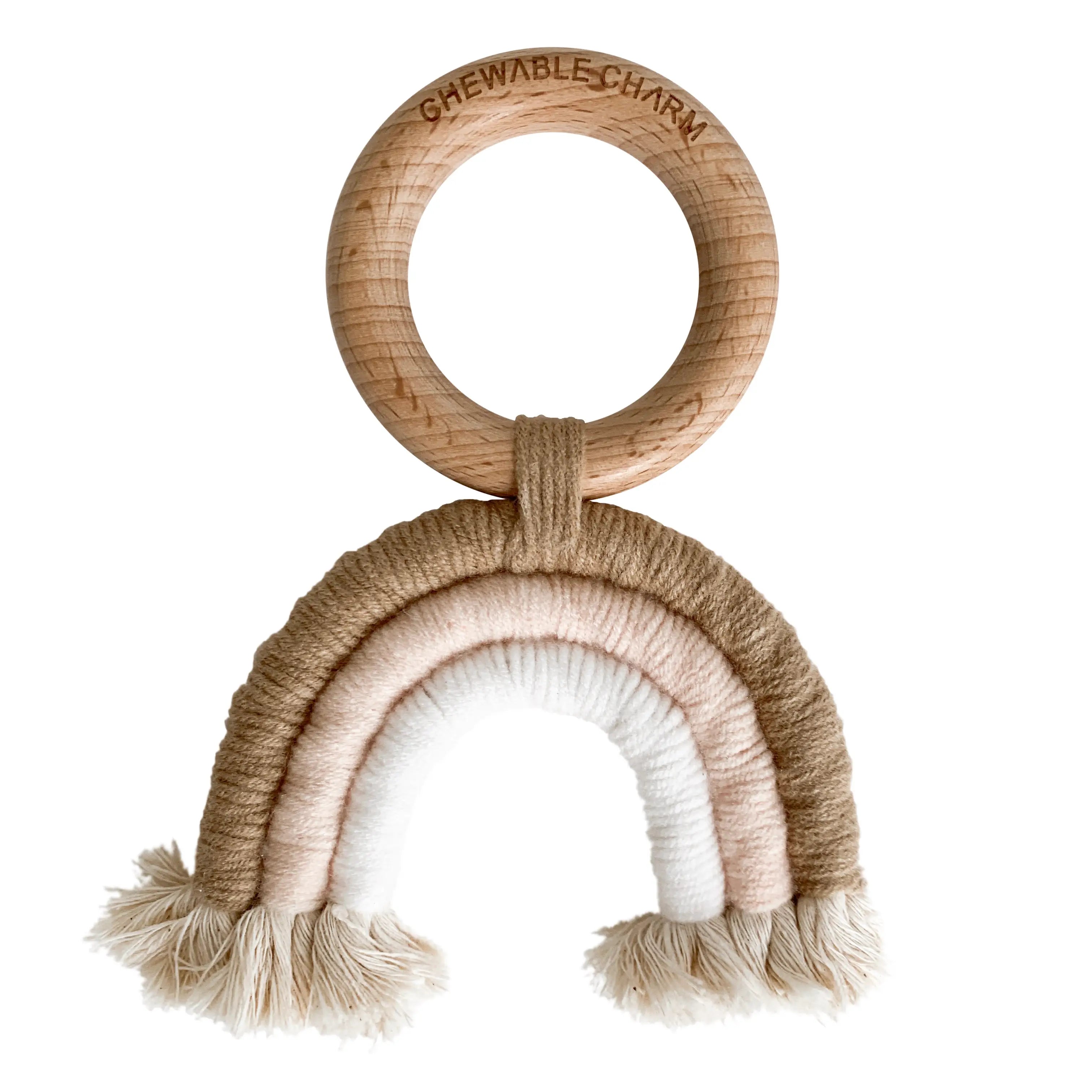 Rainbow Macrame Teether | Tan + Blush